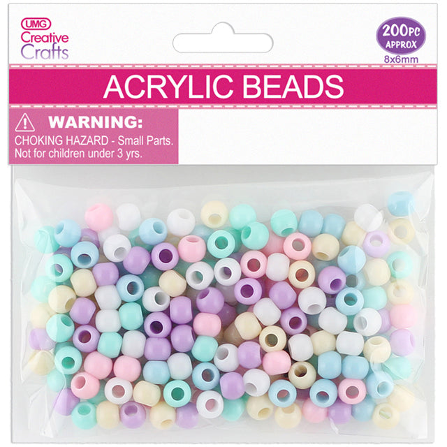 ACRYLIC BEADS 8x6MM 200PC