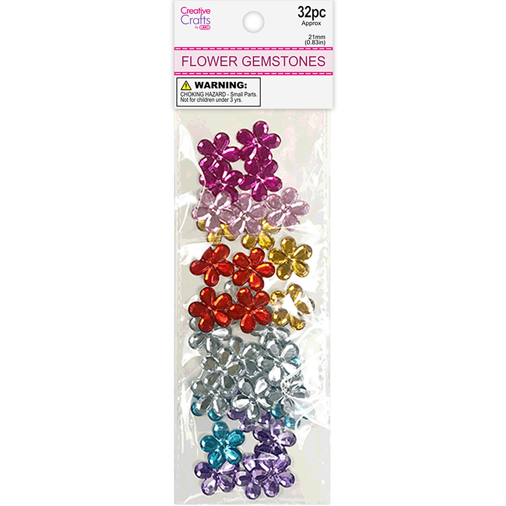 FLOWER GEMSTONES 21MM 32PC