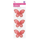 BUTTERFLY EMBELISHMENT 7.5CM 3PC RED