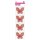 BUTTERFLY EMBELISHMENT 5.5CM 4PC RED