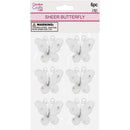 BUTTERFLY EMBELISHMENT 3.8CM 6PC WHITE