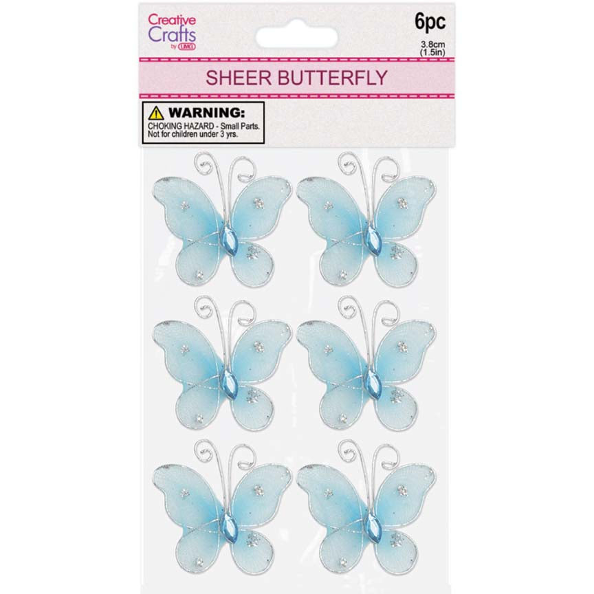 BUTTERFLY EMBELISHMENT 3.8CM LT BLUE