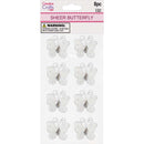 BUTTERFLY EMBELISHMENT 2.5CM 8PC WHITE