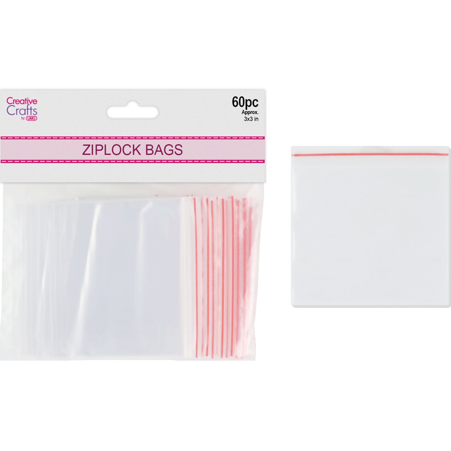 ZIP LOCK POLYBAGS 3"X3" 60PCS/PK