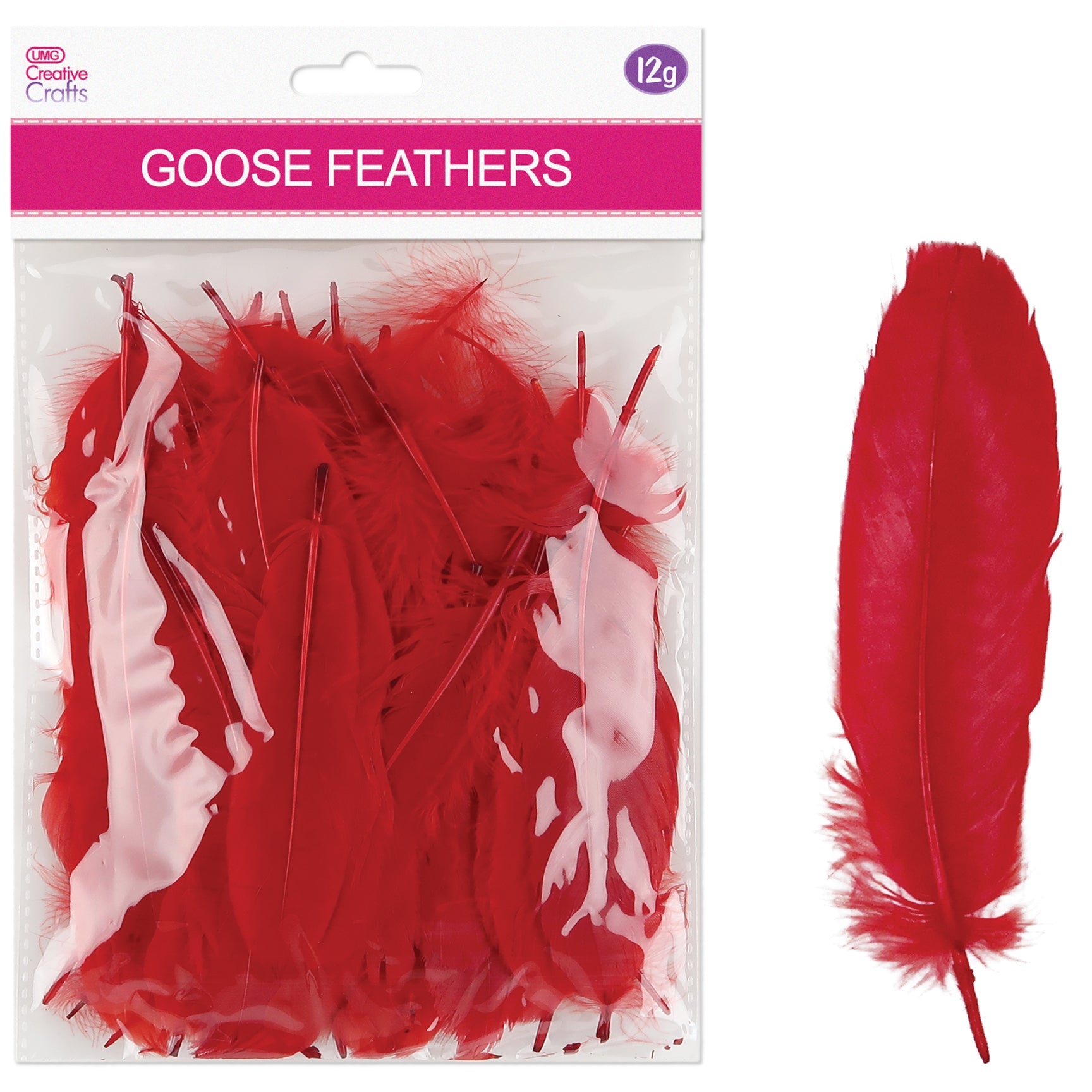 CRAFT FEATHERS RED CM 3-5in (7.6x12.7cm) 0.18oz (5g)