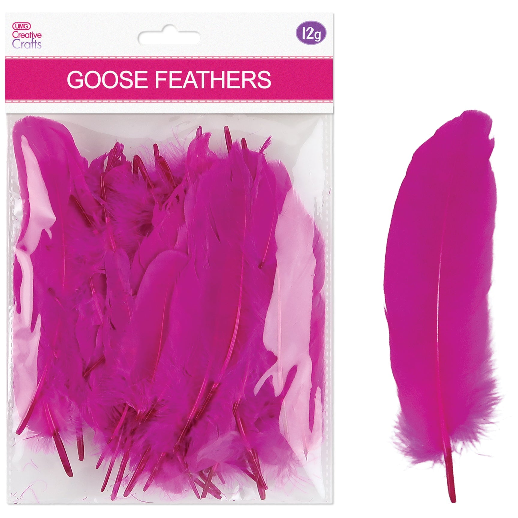 GOOSE FEATHERS 3"-5"-12G HOT PINK