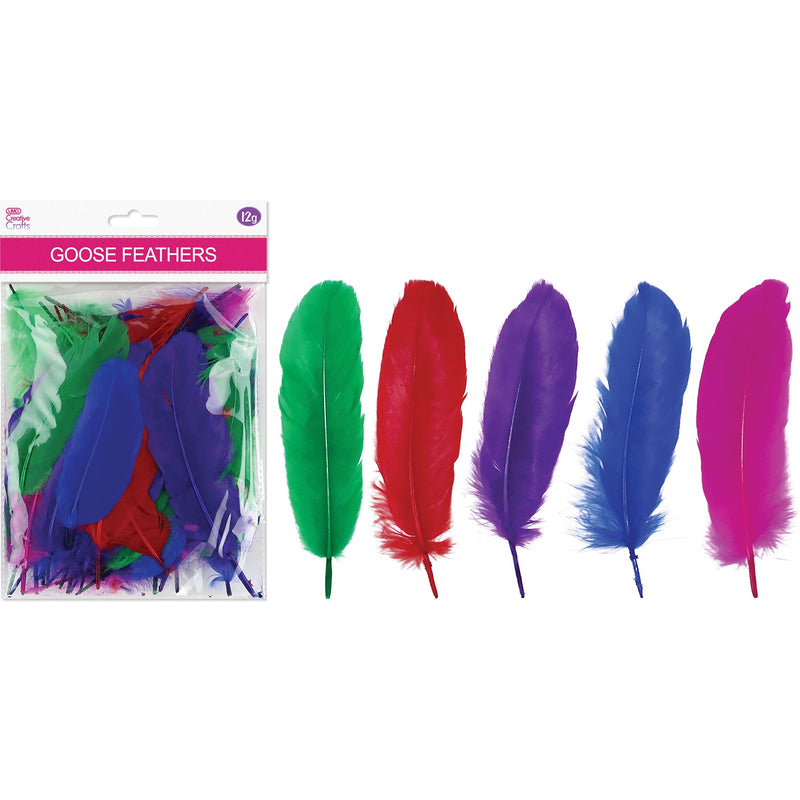 GOOSE FEATHERS 3"-5"-12G MIXED HOT COLORS