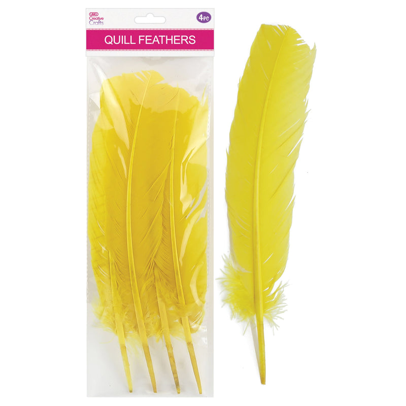 QUILL FEATHER 10"-12" 4PC YELLOW