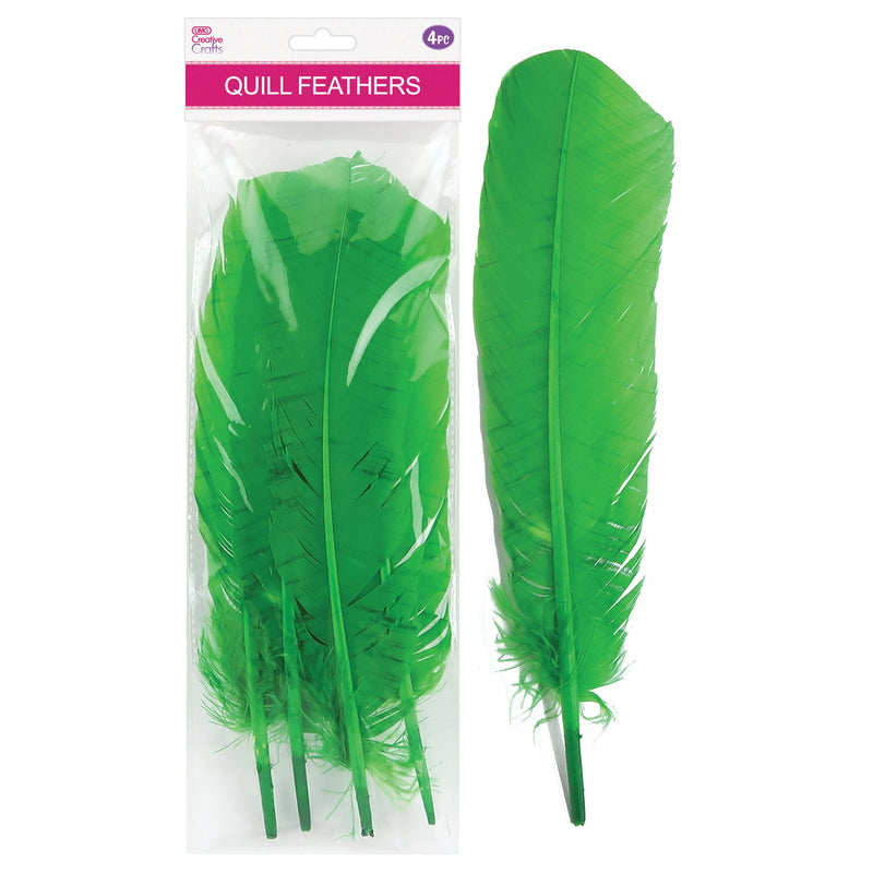 QUILL FEATHER 10"-12" 4PC GREEN