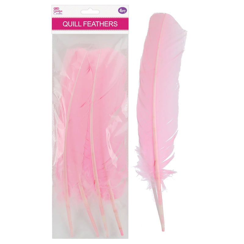 QUILL FEATHER 10"-12" 4PC LIGHT PINK