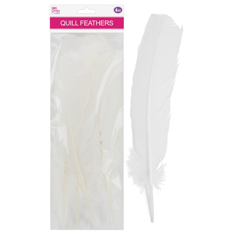 QUILL FEATHER 10"-12" 4PC WHITE