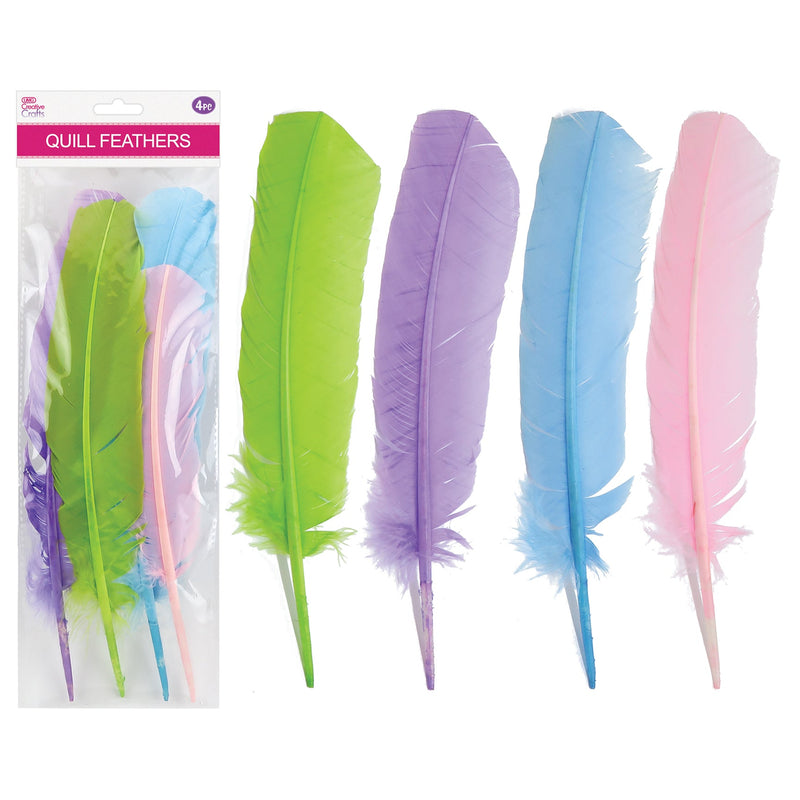 QUILL FEATHER 10"-12" 4PC MIXED LIGHT COLORS