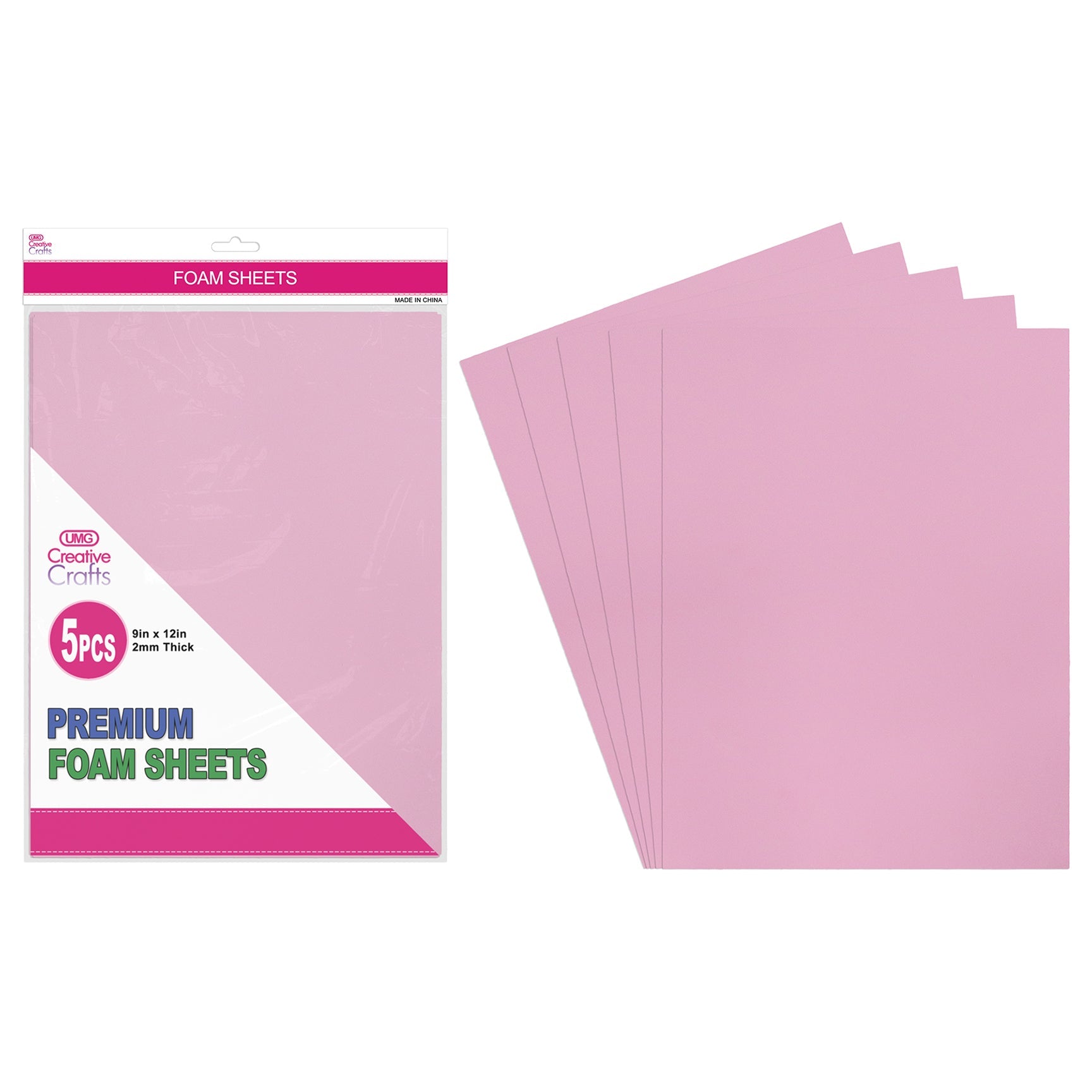 FOAM SHEETS 9"X12" 5PC LIGHT PINK 2MM THICK