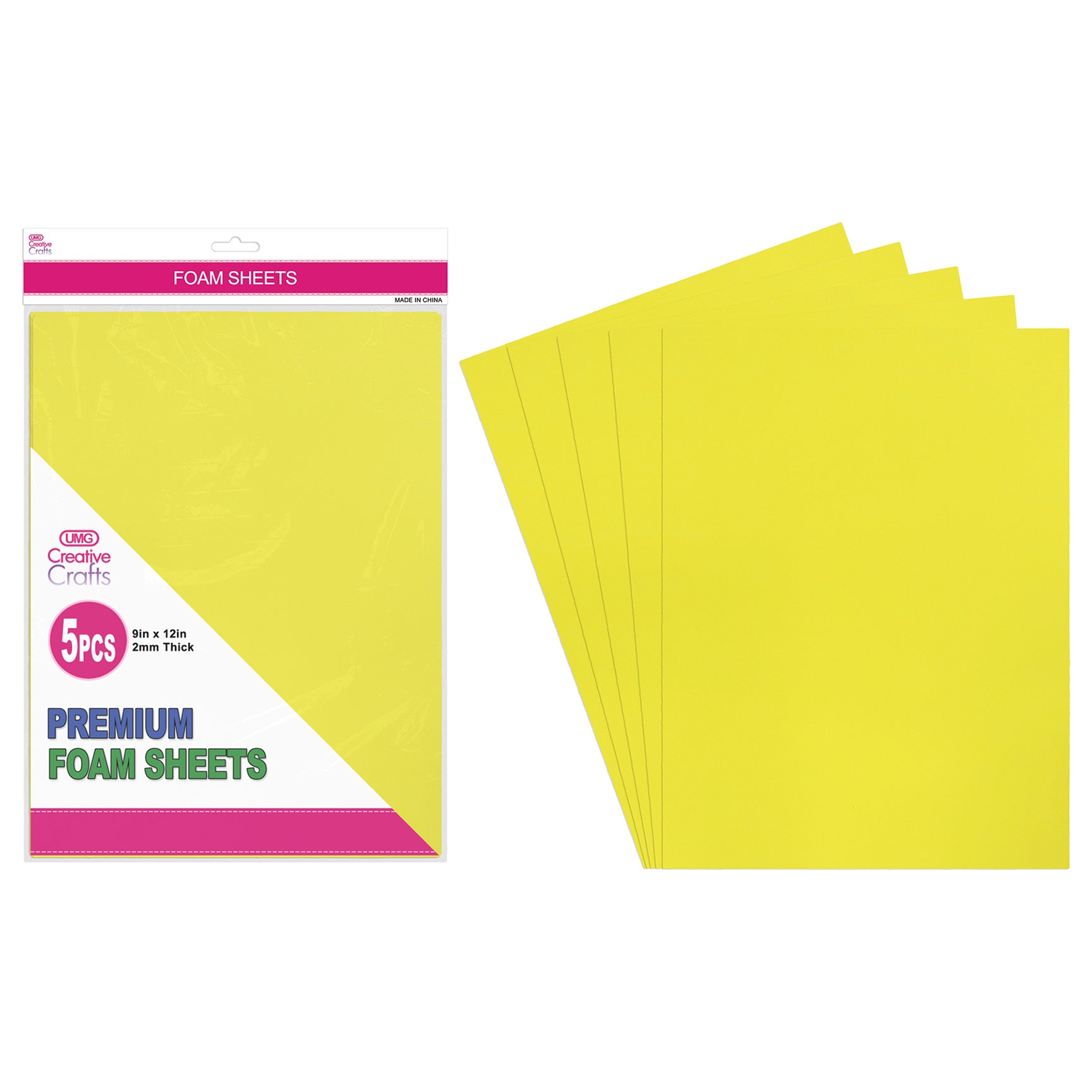 FOAM SHEETS 9"X12" 5PC LIGHT YELLOW 2MM THICK