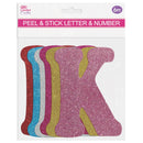 GLITTER LETTERS "K" PEEL&STICK 6 COLORS ASSTD 12-14CM