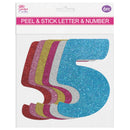 GLITTER LETTERS "5" PEEL&STICK 6 COLORS ASSTD 12-14CM