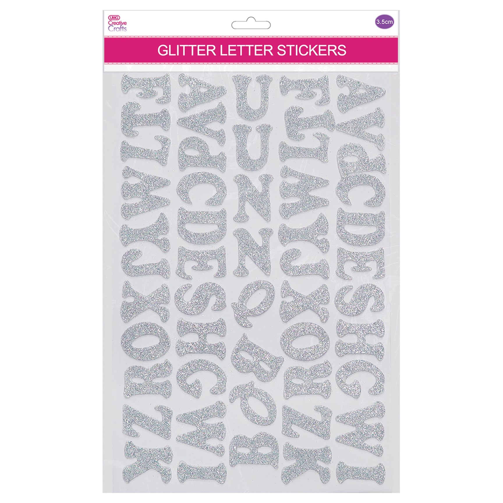 GLITTER LETTER SHEET 20*30CM SILVER 3.5CM 5 ROWS