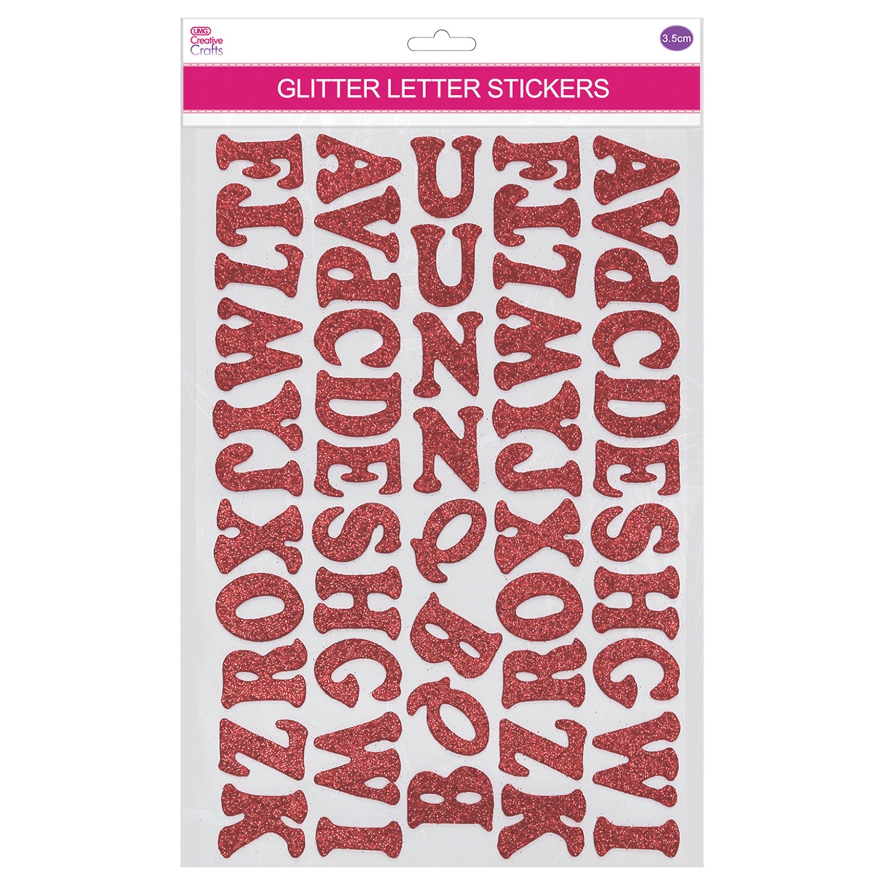 GLITTER LETTER SHEET 20*30CM RED 3.5CM 5 ROWS