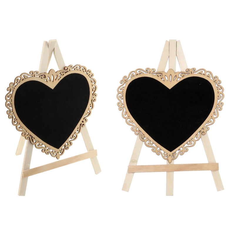 BLACK BOARD EASEL HEART 26CM