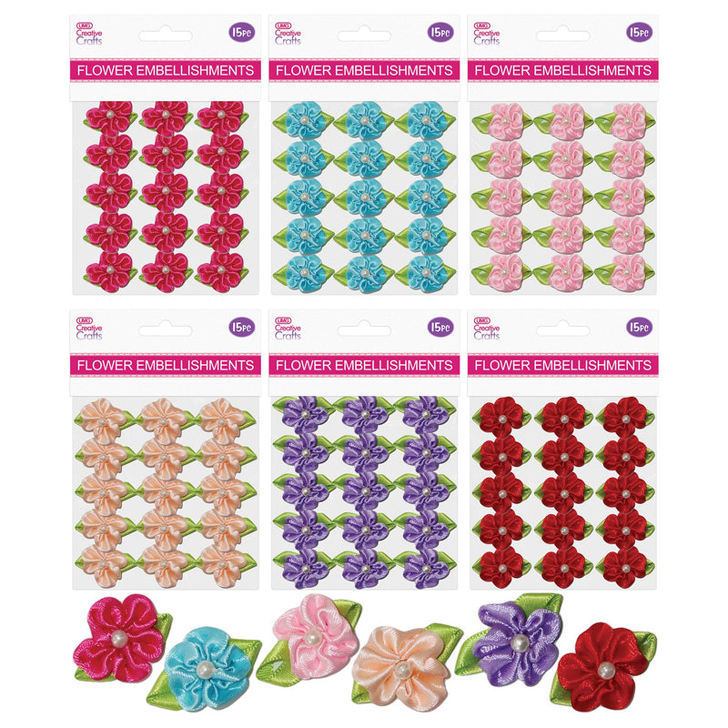 FLOWER EMBELLISHMENT 15PC ASSTD