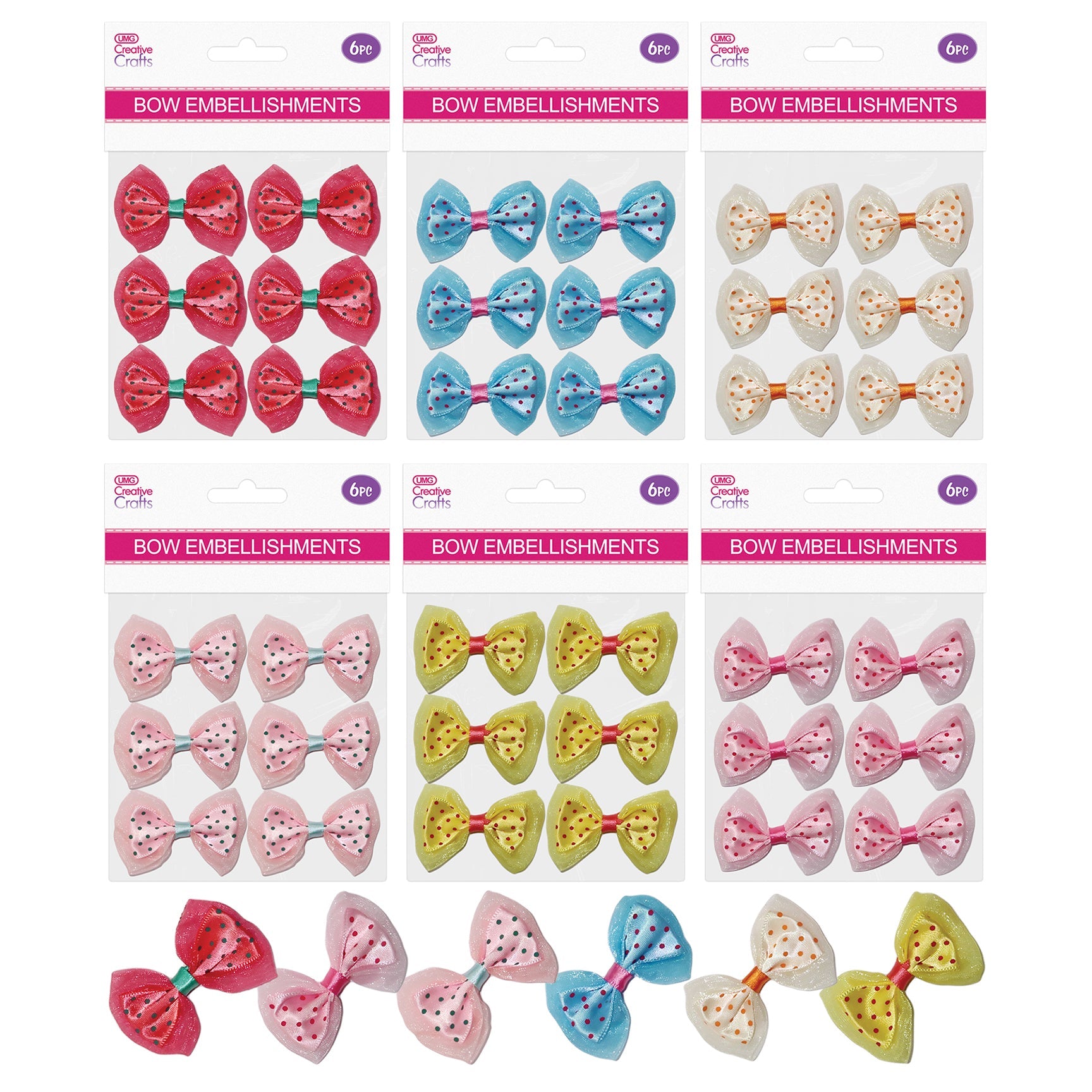 BOWS POLKADOT SHEER 6PC