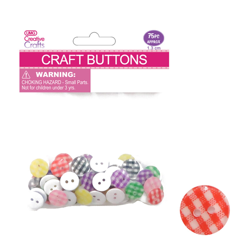 CRAFT BUTTONS CHECKERED MIXED COLORS 1.3CM 75PC