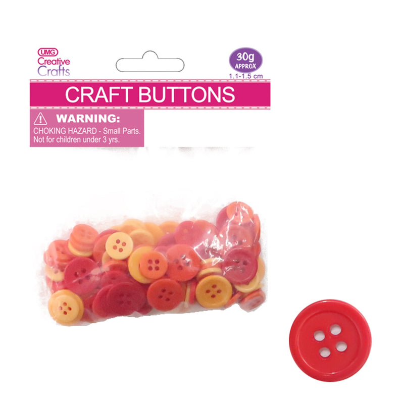 CRAFT BUTTONS RED-ORANGE-DK YELLOW GRADIENTS MIXED SIZ