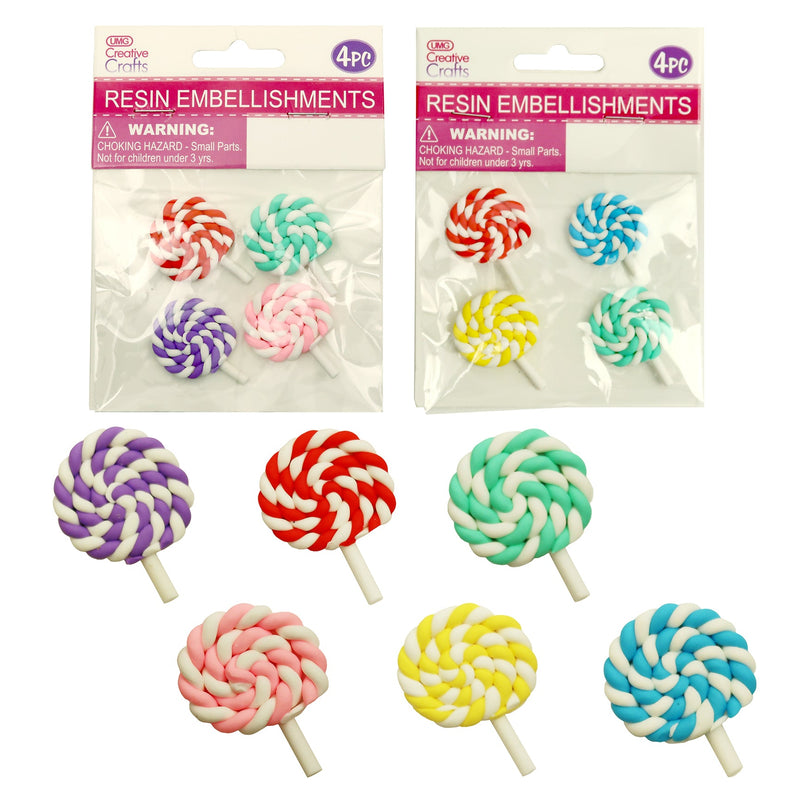 RESIN LOLLIPOP CRAFTS 2.5CMx3CM 4PC