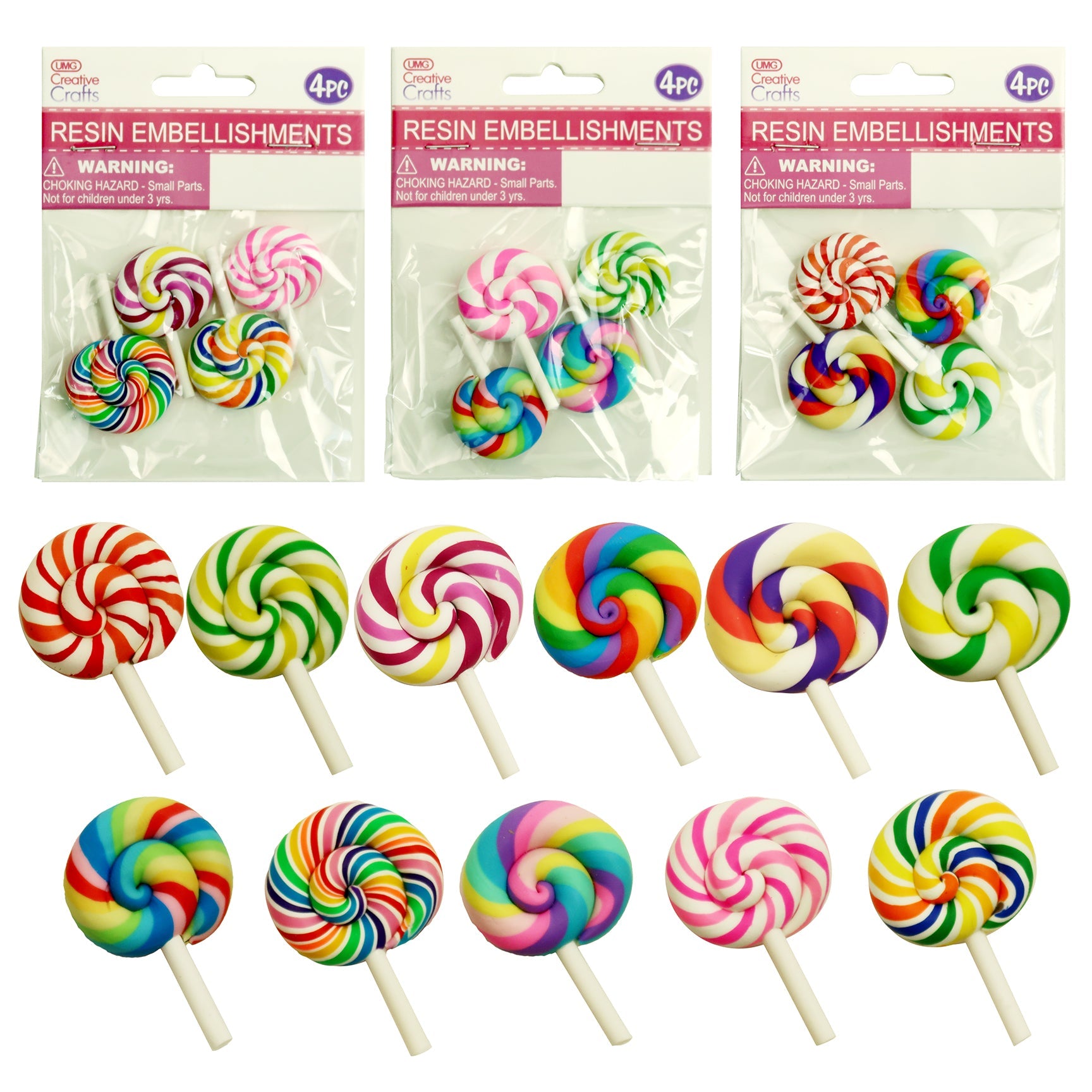 RESIN LOLLIPOP CRAFTS 2.8CMx4.5CM 4PC