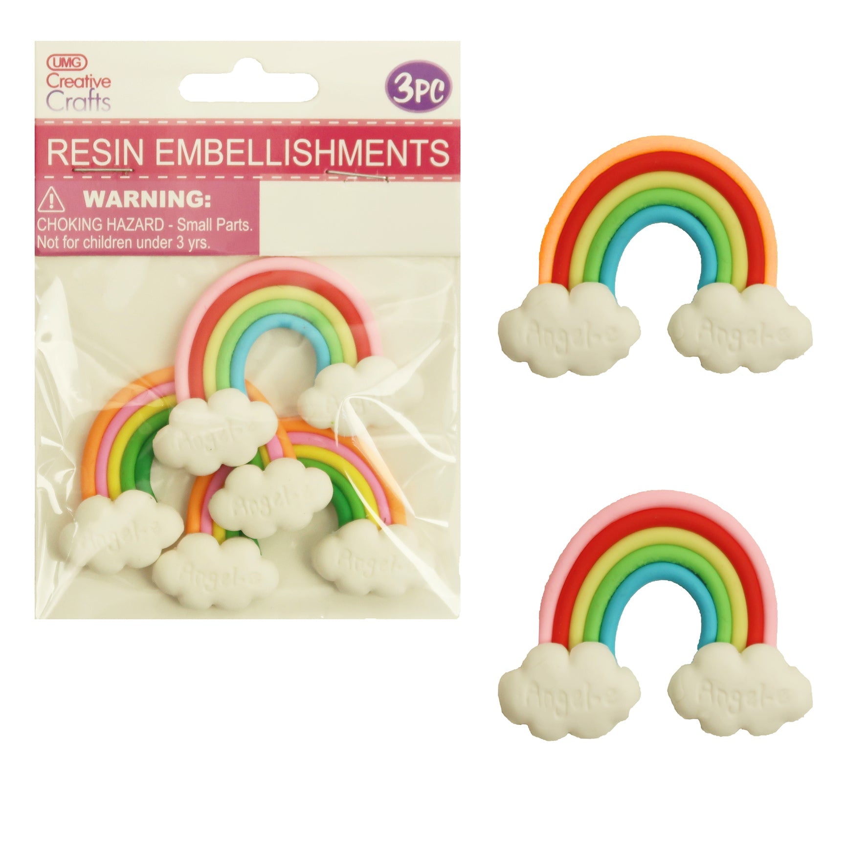 RESIN RAINBOW CRAFTS 5.5CMx4CM 3PC