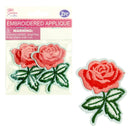 ROSE EMB. APPLIQUE 5CMx7CM 2PC PINK