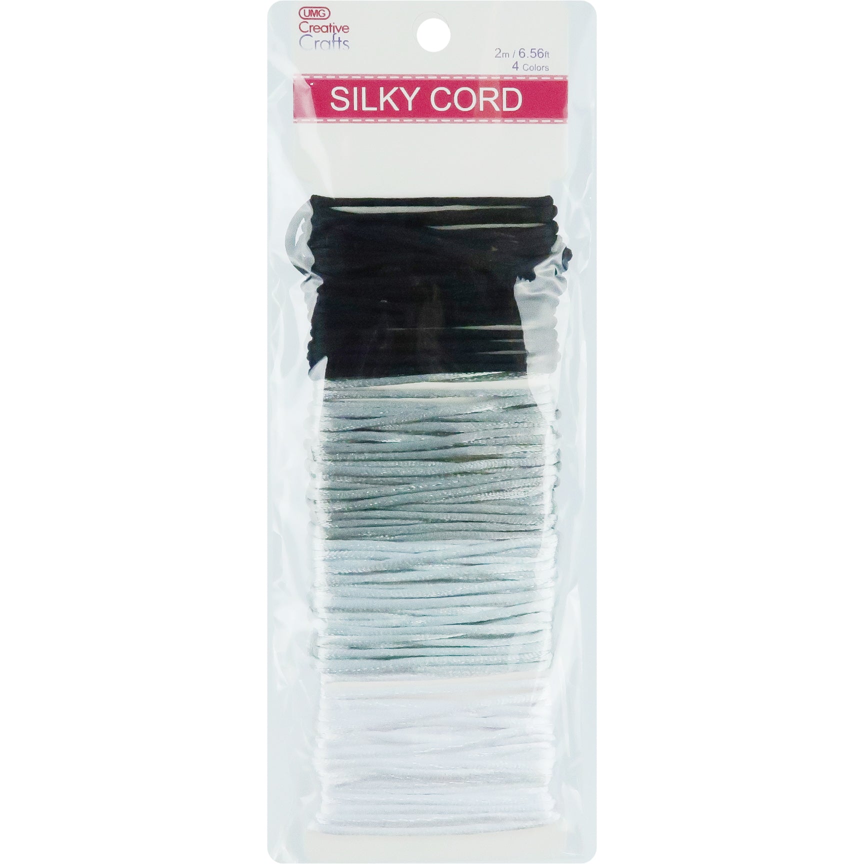 SILKY CORDS 2MM 5YDSx4COLORS (BLACK & WHITE)