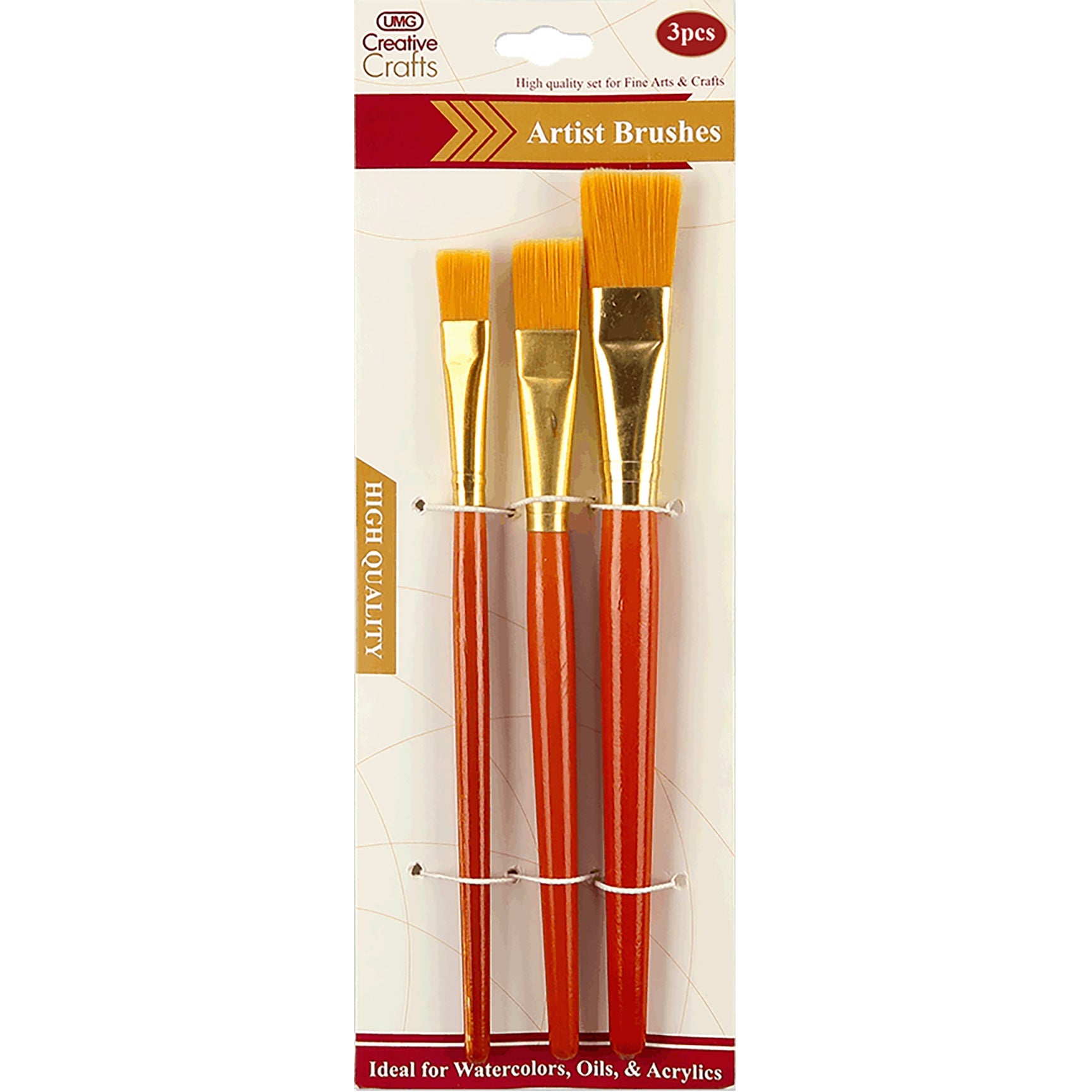 BRUSH SET WOOD HANDLE 3PCS FLAT