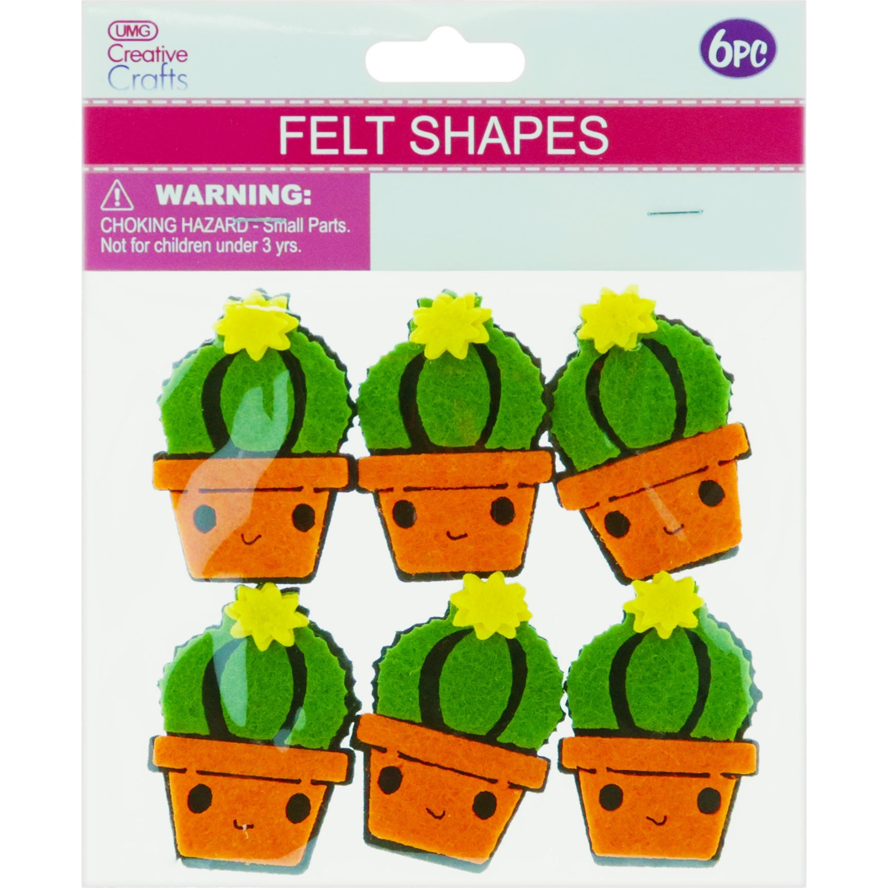 FELT CACTUS 6PC 3.5x5CM