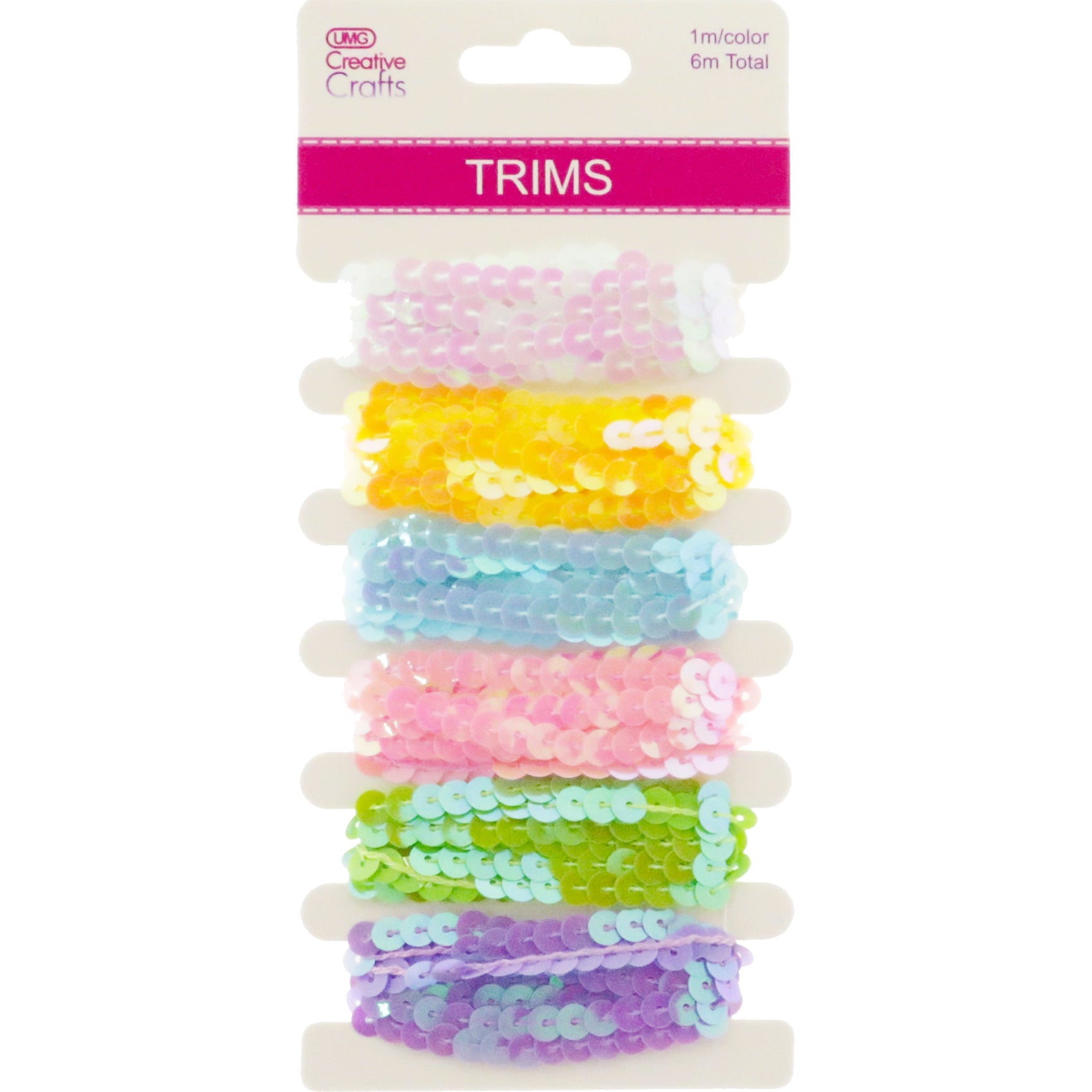 SEQUIN TRIM PASTEL 6X1M EA