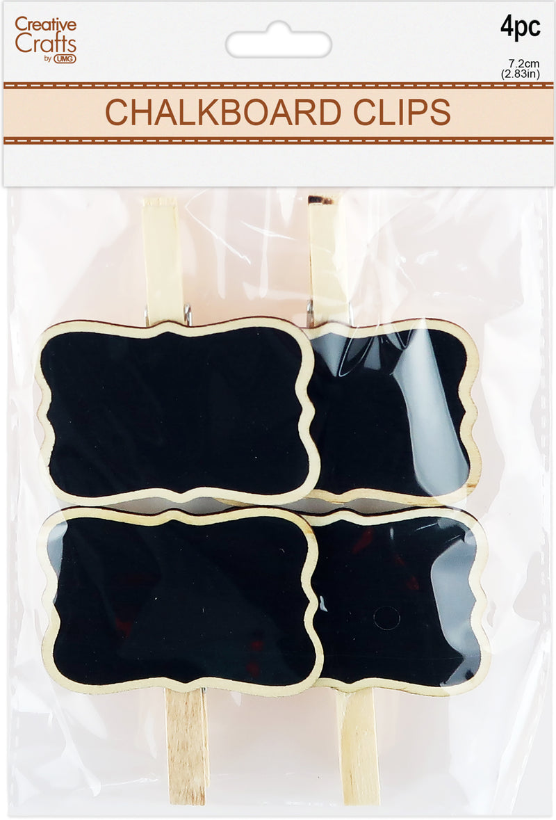 WOOD CHALK BOARD CLIPS 7.2CM 4PC