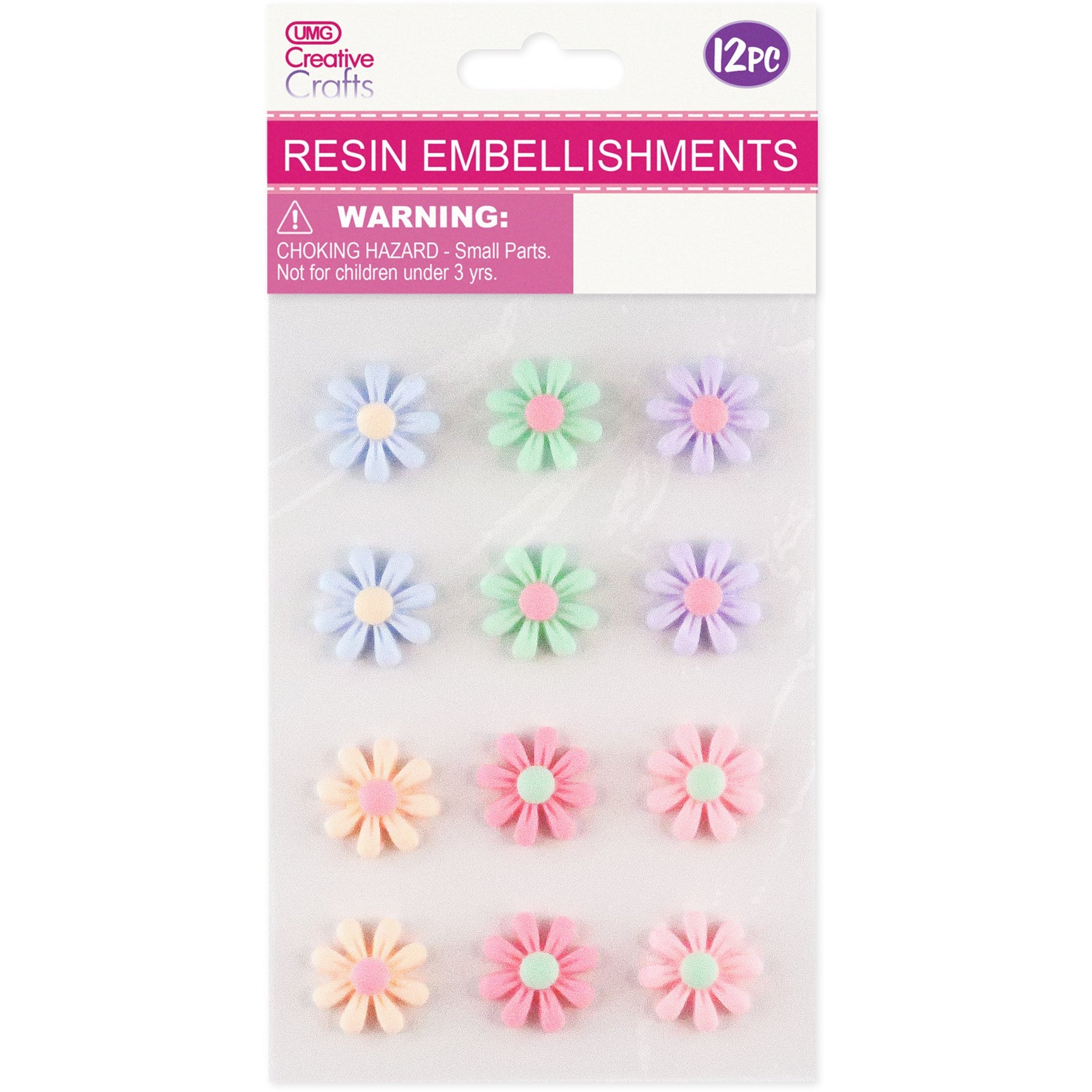 RESIN FLOWER EMB 1.8CM 12PC