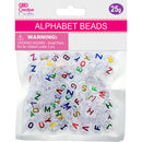 ALPHABET BEADS ROUND 25G CLEAR BG