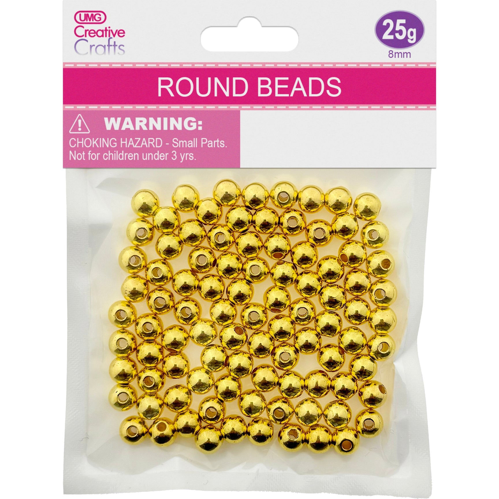 ROUND BEADS #8 METALLIC GOLD 25G