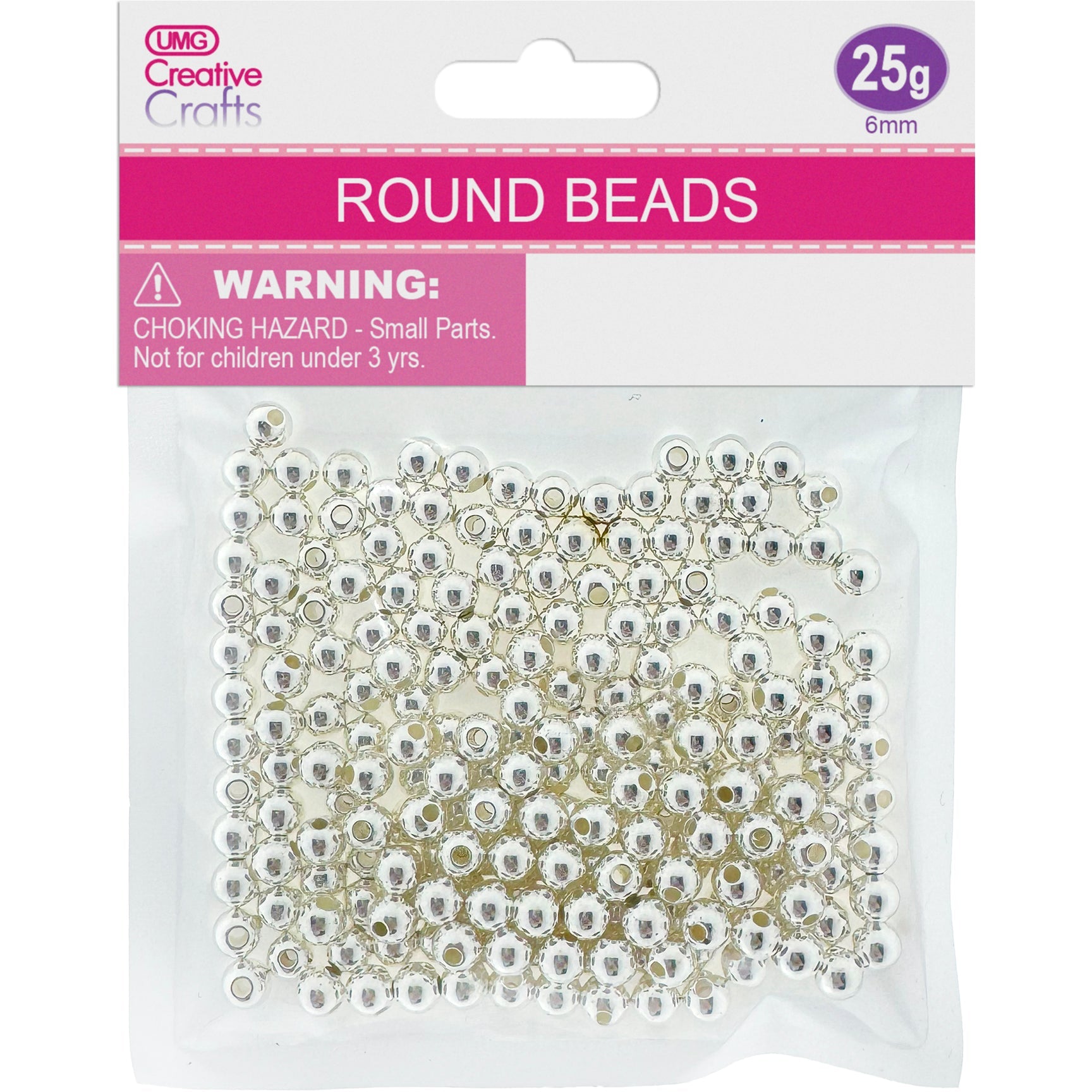 ROUND BEADS #6 METALLIC SILVER 25G