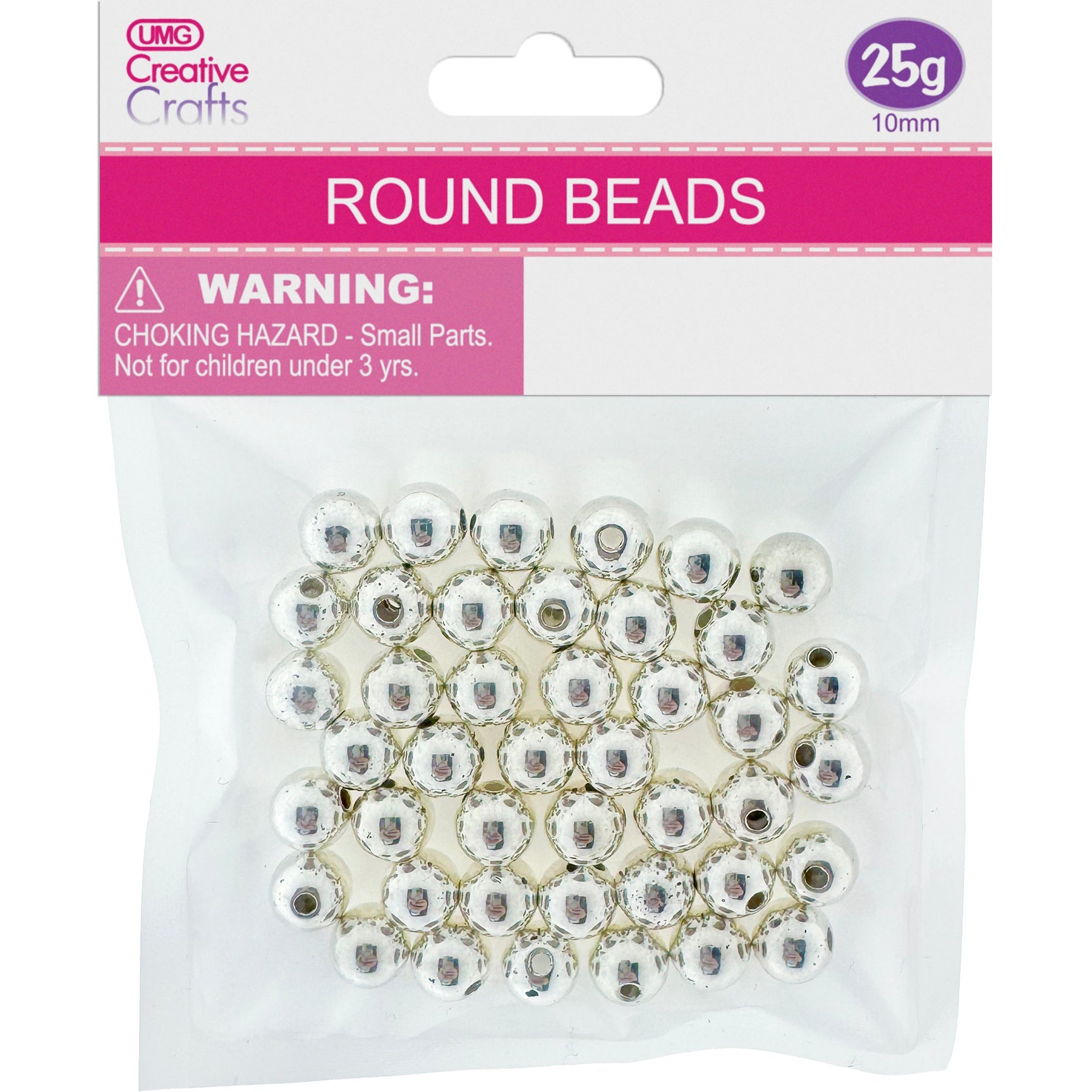 ROUND BEADS #10 METALLIC SILVER 25G