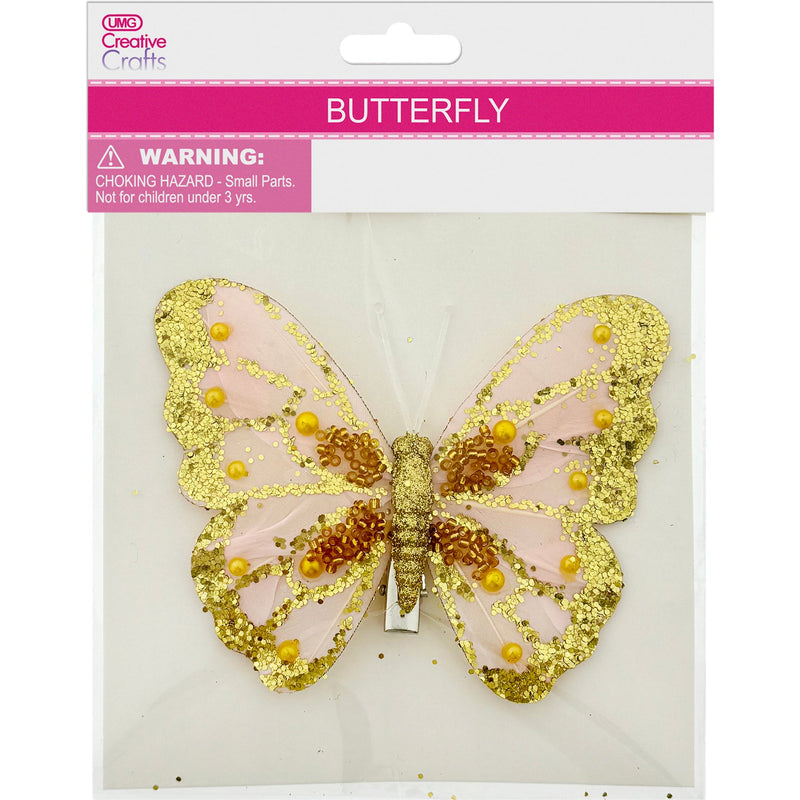 BUTTERFLY CLIP EMB GOLD 12CM 1PC