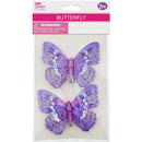 BUTTERFLY CLIP EMB PURPLE 2PC 8CM