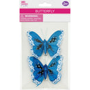 BUTTERFLY CLIP EMB DARK BLUE 2PC 8CM