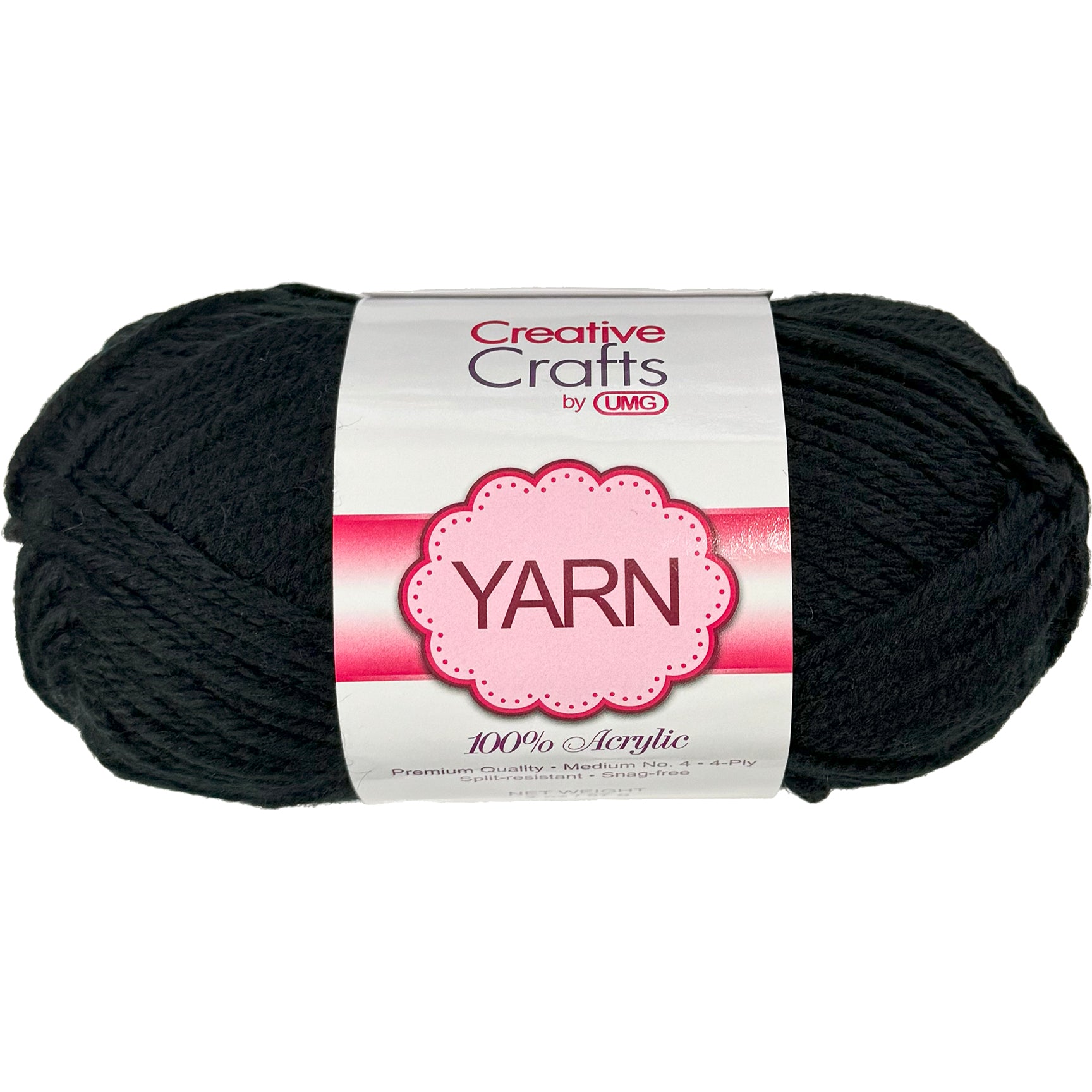 YARN, ACRYLIC (BLACK) 2OZ #4 MD 4-STRAND