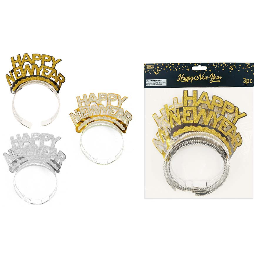 TIARA "NEW YEAR" BLK&GLD; 4PCS