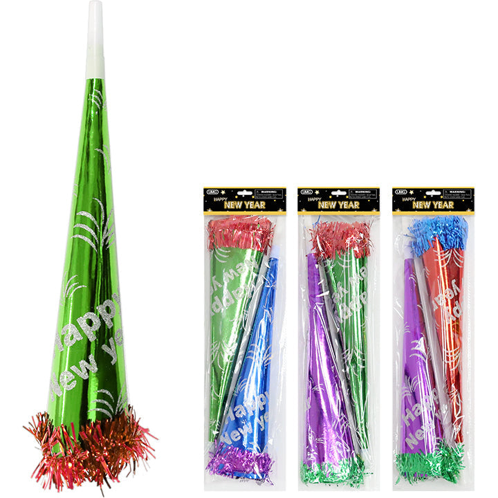 HORN "HAPPY NEW YR" ASSTD COLORS; 2PCS