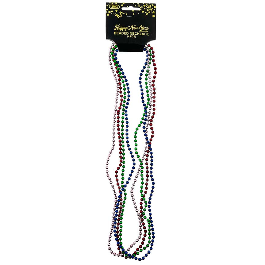 BEADED NECKLACE; ASSTD COLORS 4PCS