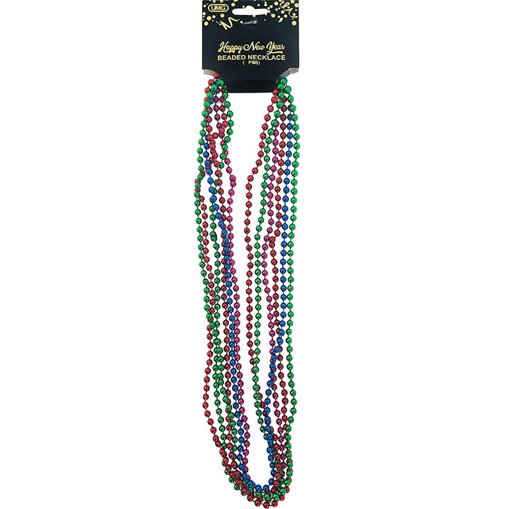 BEADED NECKLACE; ASSTD COLORS 6PCS 6MM