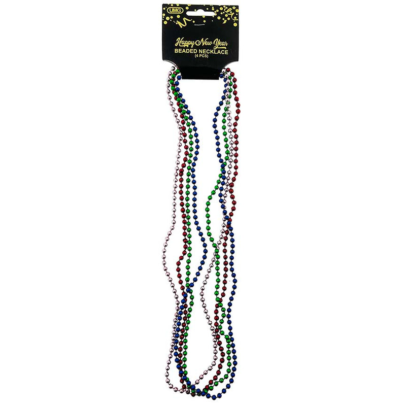 BEADED NECKLACE; ASSTD COLORS 4PCS